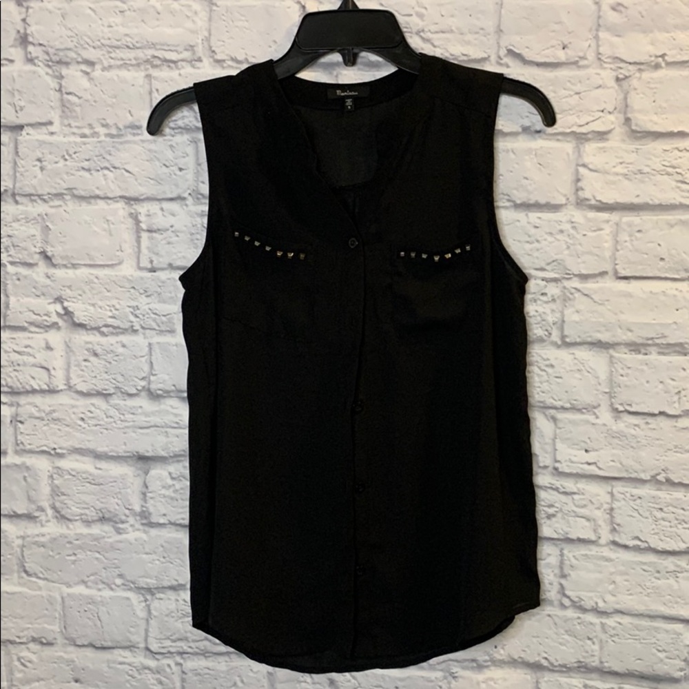 Black studded pockets blouse